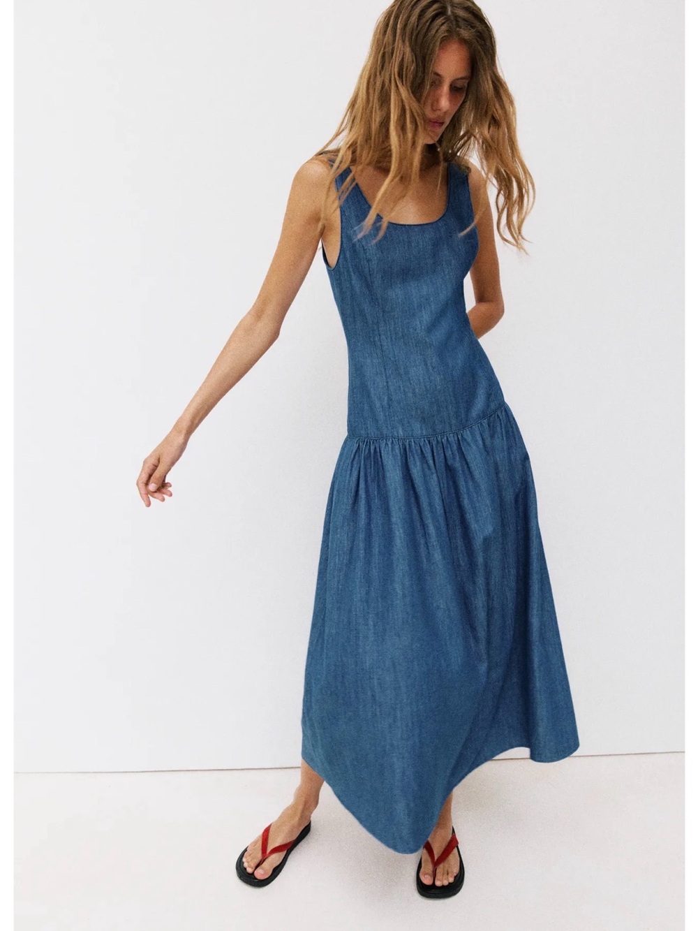Zara denim dress with cape skirt